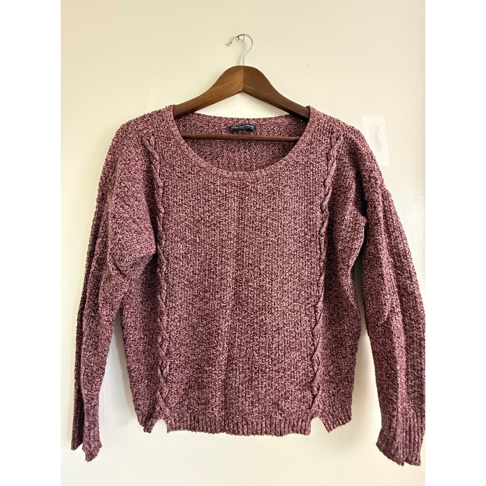 American Eagle Outfitters Burgundy Cable Knit Scoop Neck Sweater Womens Medium